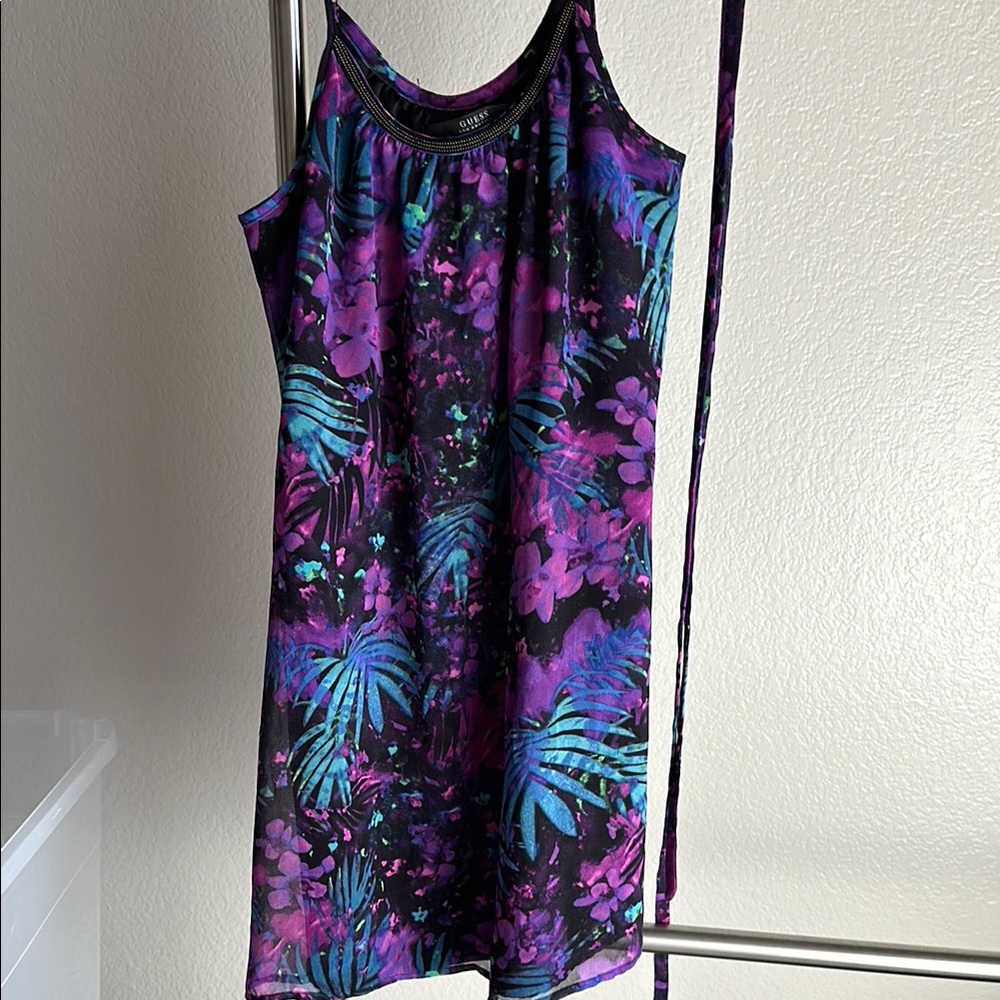 GUESS Los Angeles Lined Mini Dress With Waist Tie S
